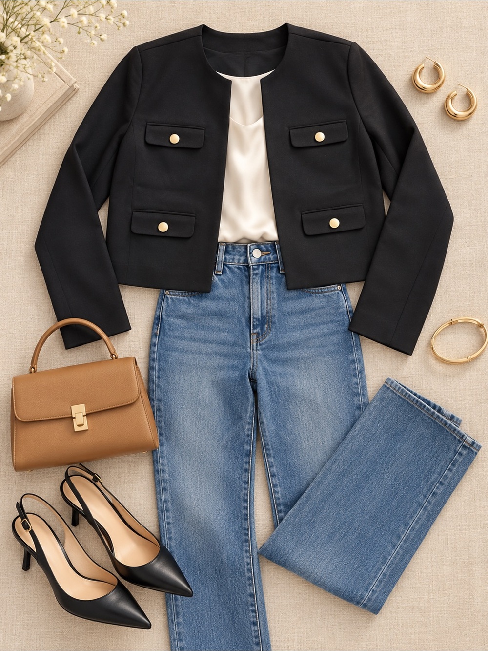 Michael Kors Black Collarless Blazer